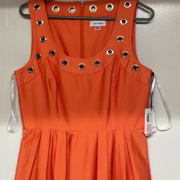 NWT Calvin Klein Fit and Flare Dress with Gold Grommets - Picture 3 of 13